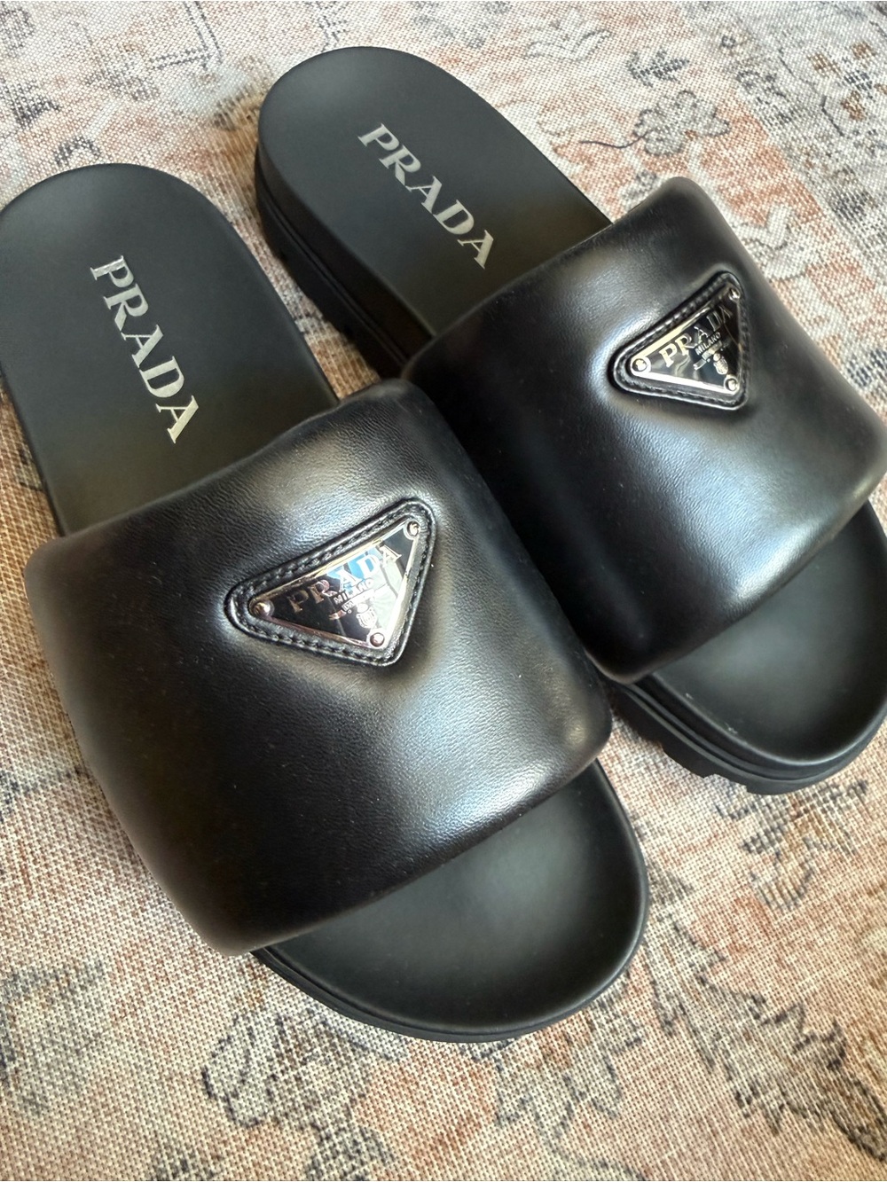 PRADA Padded Slide Sandals in Nappa Leather - Authentic